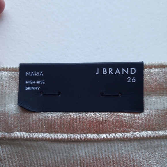 J Brand NWT Maria High Rise Skinny Jeans Women 26 Metallic Light Gold Maximalist - Picture 7 of 15